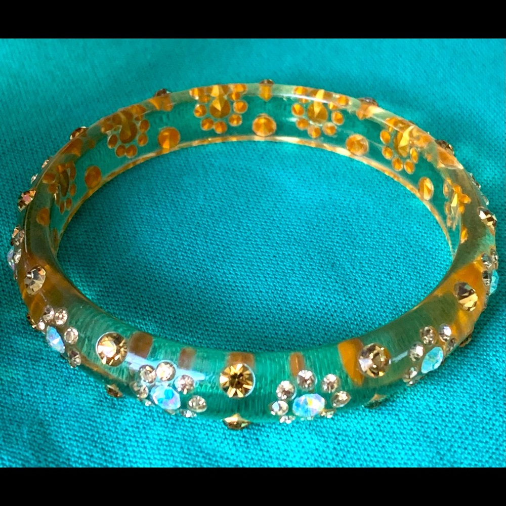 Acrylic Amber Crystal Embellished Bangle